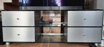 Spectral TV-Audiomeubel met glazen blad en aluminiumlades