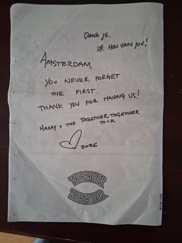 Het Parool krant met Harry Styles boodschap 2026
