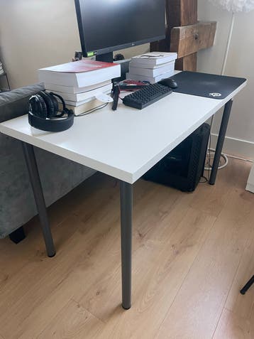 voor vrij IKEA bureau wit/grijs 120x60cm - Zo goed als nieuw