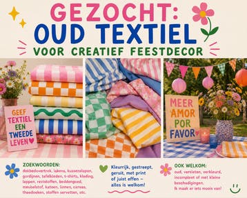 Gezocht: oud textiel voor creatief verjaardagdecor