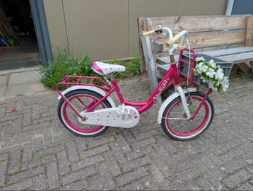Roze met wit 16 inch fietsje
