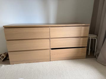 Houten ladekast met 6 laden
