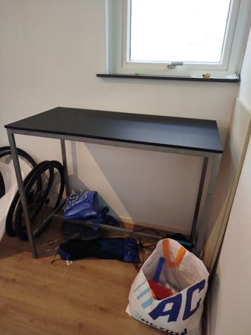 Bartafel 60x120 cm - Zwart blad met metalen onderstel