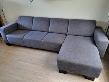 Grijze hoekbank met chaise longue