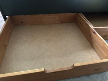 2x Houten opbergbakken met wieltjes voor onder bed