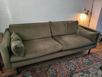 3-zits groene velours bank (gratis)