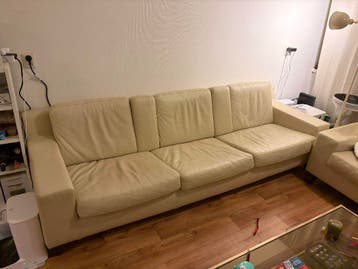 Set Witte Leren Banken (Tweezits en Driezits)