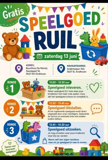 Gratis speelgoed ruil as zaterdag 13 juni