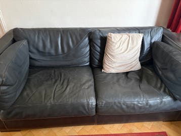 Gratis af te halen: Bruin leren bankstel en fauteuil