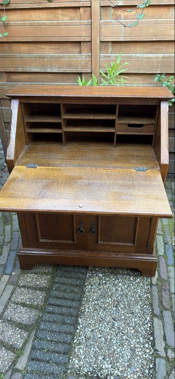 Antieke Eikenhouten Secretaire - Compact Bureau/Decoratief