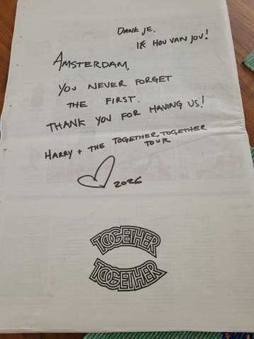 Bedankje Harry Styles Parool.