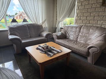 Gratis 2 en 3 sits lederen bankstel
