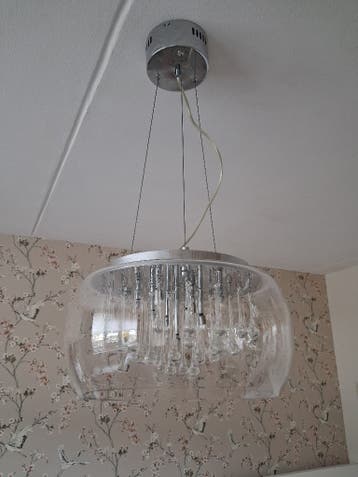 Hanglamp glas en chroom