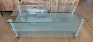 (Tv) meubel glas met wieltjes