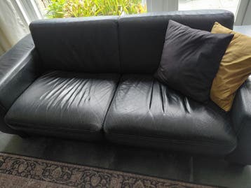Zwarte leren 2.5 zits bank