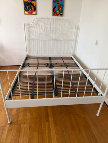 Ikea double bed frame with Leirsund slates