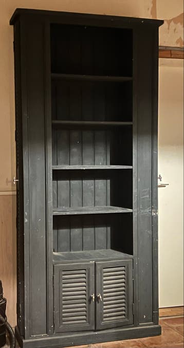 houten boekenkast met deuren en planken