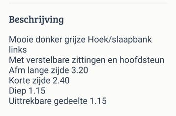 Antraciet grijze hoek/slaapbank