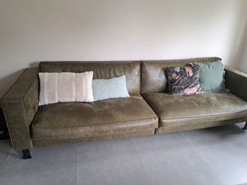 Mooie set van 1x bank en 2 fauteuils - stof/suède