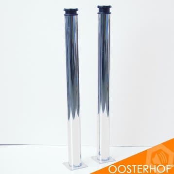 2x Chromen Bureau Tafel Poten 6 Ø x 70 cm