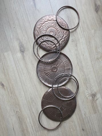 Metalen wanddecoratie - Koperkleurig