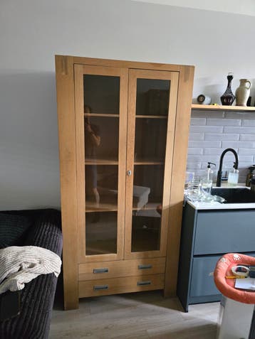Mooie eikenhouten vitrinekast - 200x100x50 cm