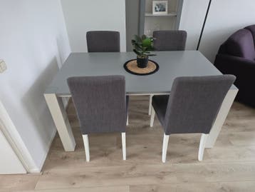 Stijlvolle grijs-witte eettafel voor 4 personen