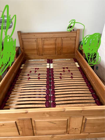 Bed met lattenbodems, 2 matrassen en topper