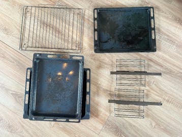 Oven rooster, bakplaat, rails