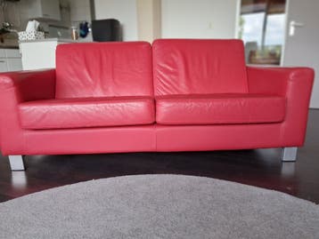 Rood leren Twee zits bank