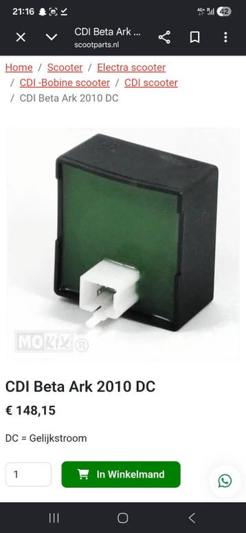 CDI Beta Ark 2010 DC - Gelijkstroom Ontsteking