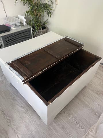 Vintage houten kist/salontafel - wit geverfd