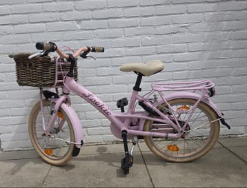 Roze kinderfiets met mandje 18 inch
