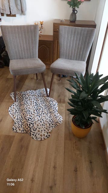 Set van 4 stijlvolle eetkamerstoelen - Grijs stof