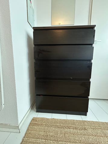 MALM Ikea | Ladenkast | 5 lades | donkerbruin