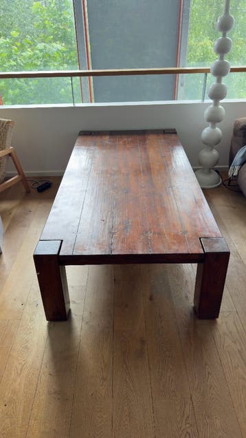 GRATIS | Massief houten lage tafel 183cm — onverwoestbaar