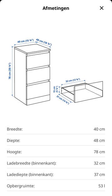GRATIS Ikea Malm ladekast - (oud)model met 3 lades