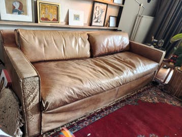 Leren bank - Vintage look - GRATIS - ZIE BESCHRIJVING