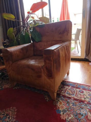Vintage Leren Fauteuil - Comfortabel en Stijlvol