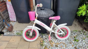 Cindy kinderfiets wit/roze met mandje
