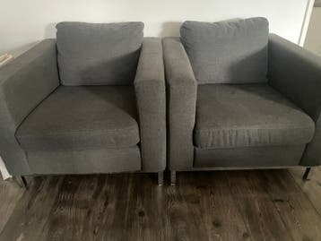 Set van 2 grijze fauteuils