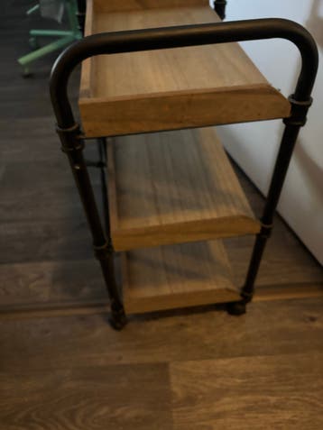 Houten trolley met 3 planken en metalen frame