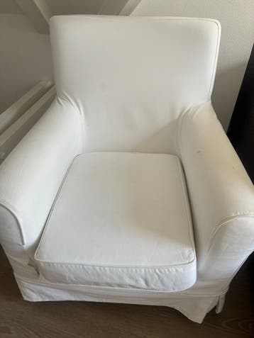 Comfortabele witte fauteuil met afneembare hoes