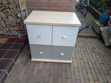 Ladekast met 4 lades - Licht hout en grijs