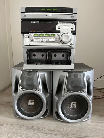 Philips FW550C Retro Mini Hifi Systeem met Speakers