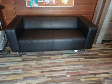 Zwart leren bankstel (Kiplan Ikea)