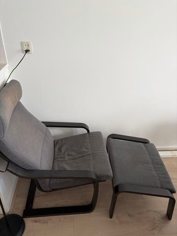Comfortabele fauteuil met voetenbank - antraciet