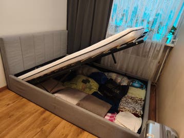 Beliani bed met opbergruimte 140*200 grijs/licht grijs