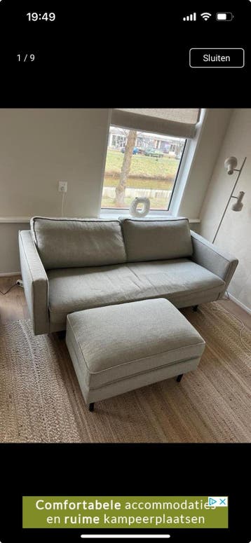Comfortabele Gebruikte Bank met Voetenbankje