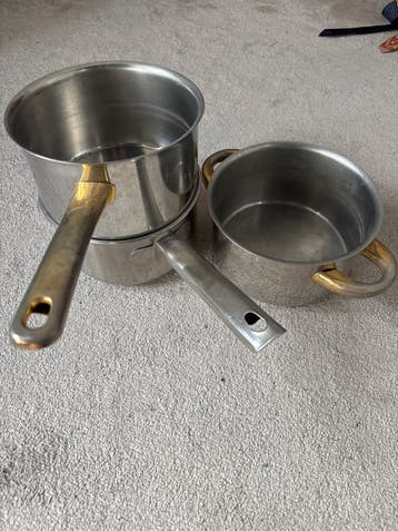 Set van 3 RVS kookpannen